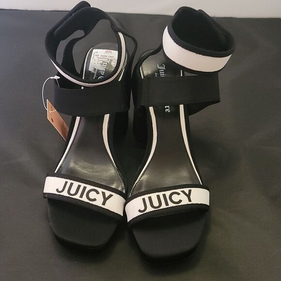 BRAND NEW JUICY COUTURE WOMEN'S GLISTEN PLATFORM STRETCH HEEL SANDALS R3 - Picture 2 of 15